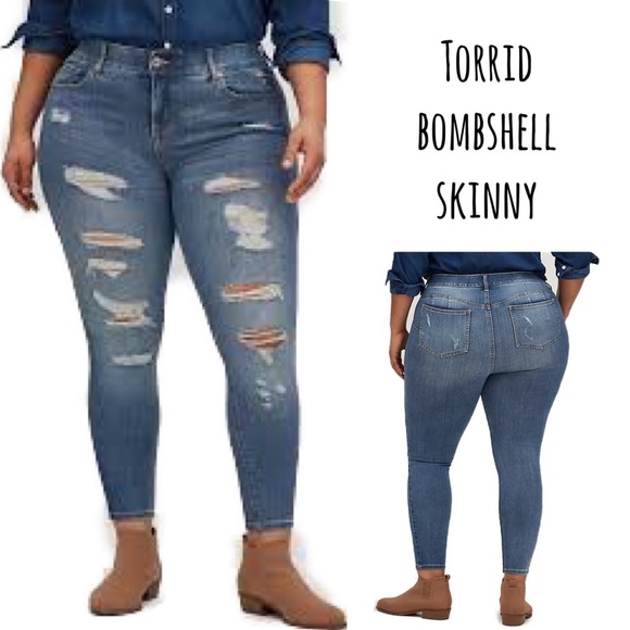 torrid Denim - Torrid bombshell skinny distressed jeans 1104761 size 16 short